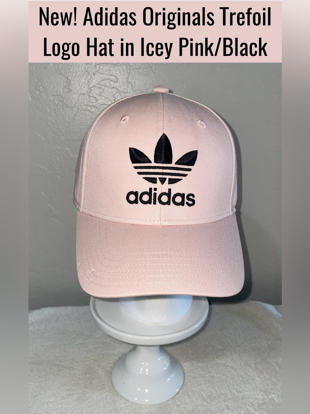 New! Adidas Originals Trefoil Logo Hat in Icey Pink/Black